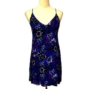 Aritzia Wilfred Free Mini Dress Blue Black Floral Small S